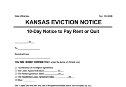 Kansas 10-day eviction notice pay rent or quit