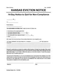 Kansas eviction notice 14 day comply or quit