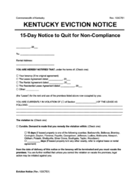 kentucky eviction notice 15 day comply or quit