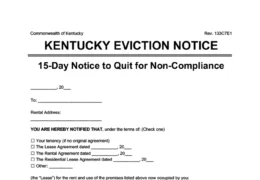 kentucky 15 day eviction notice comply or quit