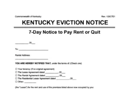 Kentucky Notice to Pay Rent or Quit