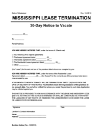 mississippi 30 day lease termination