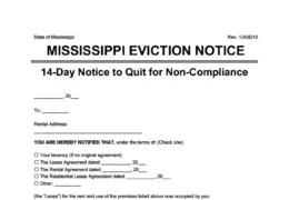 mississippi 14 day notice to comply or quit