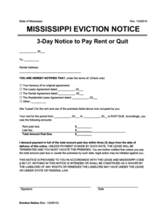 free mississippi eviction notice forms notice to quit
