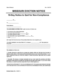 Missouri eviction notice 10 day comply or quit screenshot