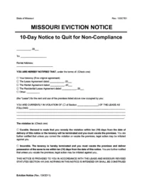 Missouri 10-day notice to comply or quit