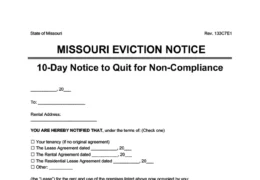 Missouri 10-day notice to comply or quit