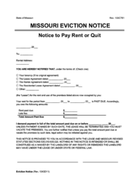 Missouri eviction notice screenshot