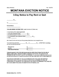 Montana eviction notice 3 day pay rent or quit screenshot