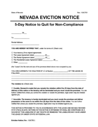 Nevada eviction notice 5 day comply or quit screenshot