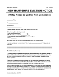 New Hampshire eviction notice 30 day comply or quit screenshot
