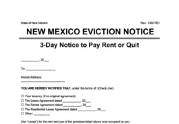 New Mexico eviction notice 3 day pay rent or quit screenshot