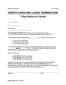 Free North Carolina Eviction Notice Form | PDF &amp; Word Templates