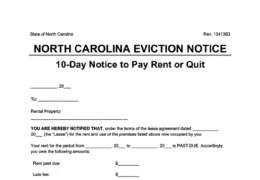 North Carolina eviction notice 10 day pay rent or quit screenshot