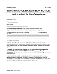 North Carolina eviction notice comply or quit screenshot