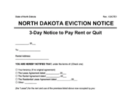 North Dakota eviction notice 3 day pay rent or quit screenshot