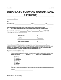 Ohio 3 day eviction notice for non payment form screenshot