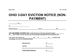 Ohio 3 day eviction notice for non payment form screenshot