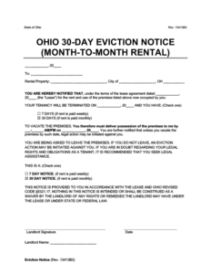 free ohio eviction notice forms notice to quit