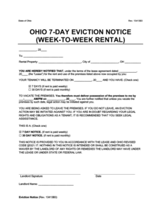 free ohio eviction notice forms notice to quit