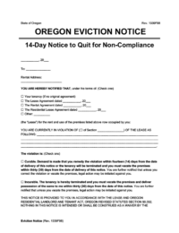 Oregon eviction notice 14 day comply or quit screenshot