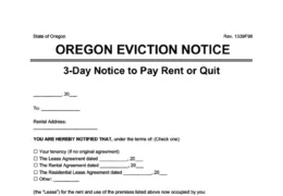 Oregon eviction notice 3 day pay rent or quit screenshot
