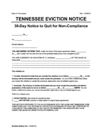 Tennessee eviction notice 30 day comply or quit screenshot