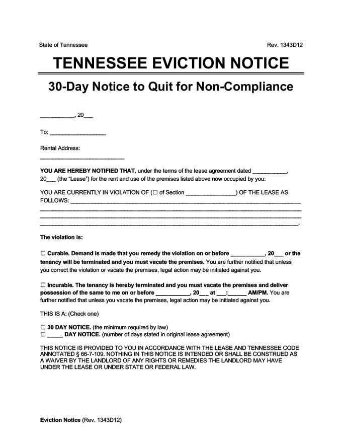 30 Day Notice To Landlord Fill Out And Sign Printable Pdf Template 30