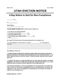 Utah eviction notice 3 day comply or quit screenshot
