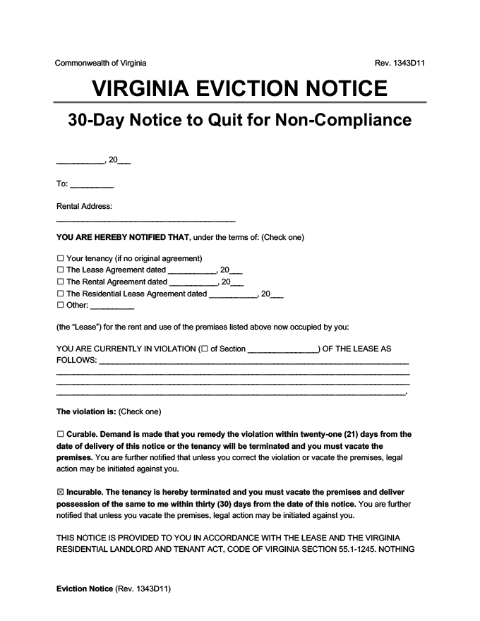 free virginia eviction notice forms notice to quit virginia eviction