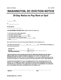 Washington DC Eviction Notice