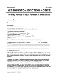 Washington eviction notice 10 day comply or quit screenshot