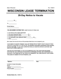 Wisconsin 28 day lease termination screenshot