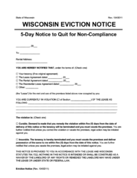 Wisconsin eviction notice 5 day comply or quit screenshot