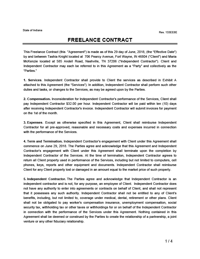 Freelance Contract Sample