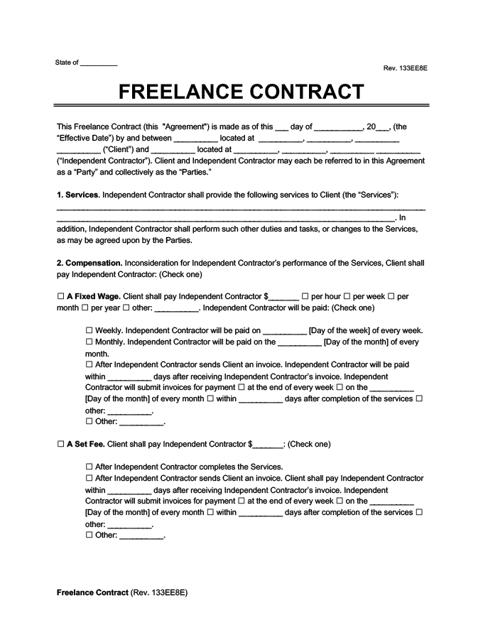 Freelance Contract Create A Freelance Contract Form Legaltemplates