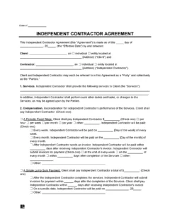 independent contractor agreement