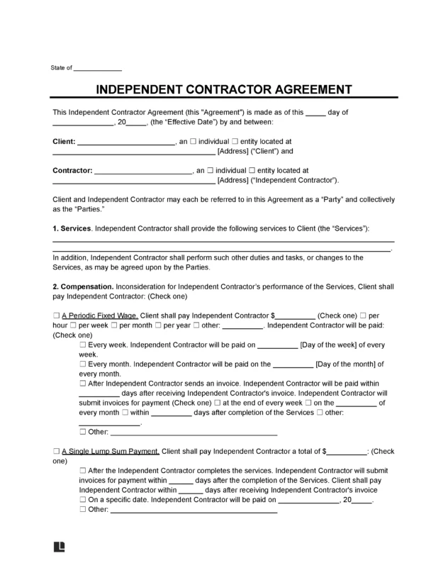independent contractor agreement