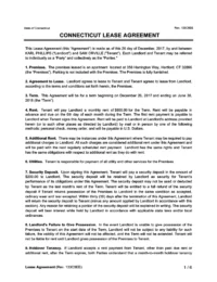 Connecticut Lease Agreement Sample