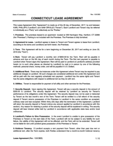 Free Connecticut Residential Lease/Rental Agreement | Legal Templates