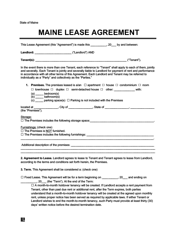 maine residential lease agreement