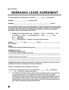 Free Nebraska Residential Lease Agreement Template | PDF &amp; Word