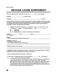 nevada residential leaserental agreement create download