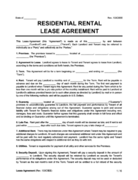 standard residential rental lease agreement