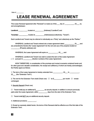 lease renewal form template