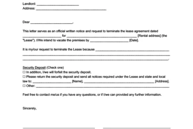 Early Lease Termination Letter
