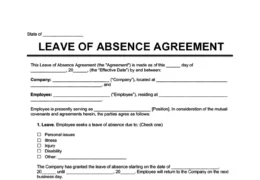 leave of absence agreement template
