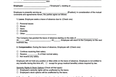 leave of absence agreement template