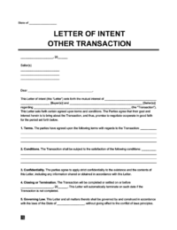 letter of intent template for other transaction