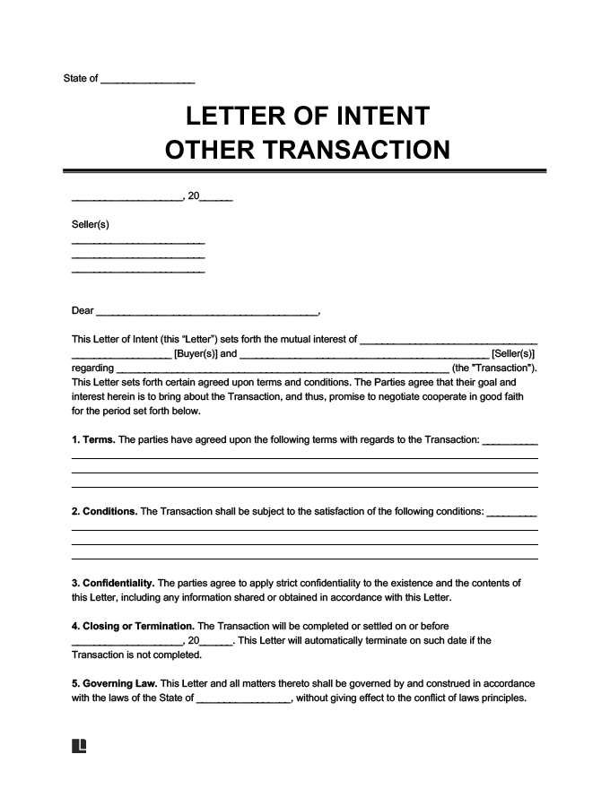 Free Letter of Intent (LOI) Template | PDF & Word